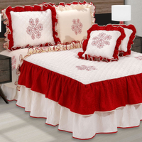 Cobre-Leito Queen Cetim Doroth Vermelho