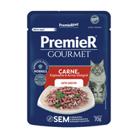 Ração Úmida Premier Gourmet Gatos Adultos Carne, Espinafre e Arroz Integral - 70 g