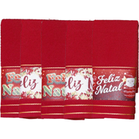 Kit 5 Toalha Lavabo Natalina Jacquard 30x45cm Vermelho