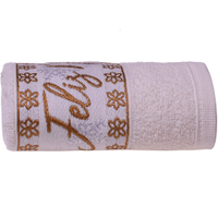 Kit 3 Toalha de Rosto Feliz Natal Bordada Jacquard 45x68cm Pérola/Vermelho