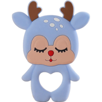 Mordedor Rena para Bebê de Silicone 8,89x6,69x0,75cm Azul Claro