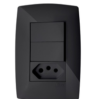 Cj Interruptor Duplo Paralelo + Tomada 10A 4X2 - Blux Home Grafite
