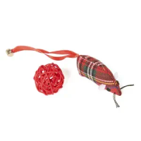 Brinquedo Ratinho e Bola com Guizo Savana Pet Vermelho - Único