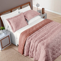 Cobre Leito King Aveline Dupla Face Micropercal 300 Fios 3 Peças - Rose