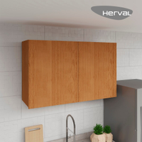 Armário Aéreo para Cozinha Herval Denver, 2 Portas, Freijó Rocks Ripado, 120 cm
