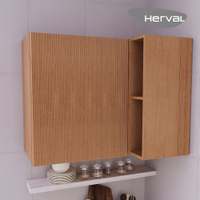 Armário Aéreo de Canto de Cozinha Herval Denver, 1 Porta, Freijó Rocks Ripado, 92 cm