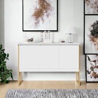 Aparador Buffet para Sala Industrial Oslo Branco Dourado