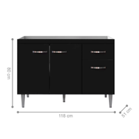 Balcão de Cozinha 3 Portas Cheltenham Preto Fosco