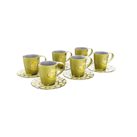 Conjunto 12 Peças 6 Canecas 250ml Com 6 Pires Trama Amarelo