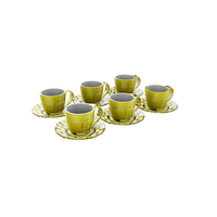 Conjunto 12 Peças - 6 Xícaras 80ml com 6 Pires Trama Amarelo