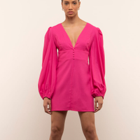Vestido curto manga bufante mindset rosa