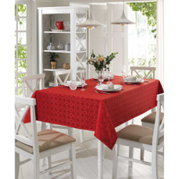 Toalha de Mesa Retangular 6 Lugares Jacquard Requinte Vermelha