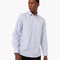 Camisa de algodão comfort listrada manga longa azul claro