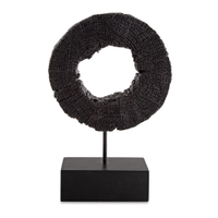 Escultura Decorativa "Círculo" em Poliresina Preto 43,5x10 cm - D'Rossi