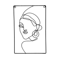 Enfeite de Metal de Parede Preto Rosto Mulher 30x20x1 cm - D'Rossi
