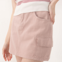 Minissaia de sarja cargo cintura média rosa claro