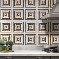 Adesivos de Azulejos Ladrilhos Cartela Mármore Marrom Escuro e Branco 11-20x20cm