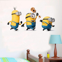 Adesivo de Parede Infantil Minions e Violão- Extra Grande 125x65cm