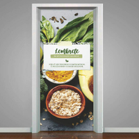 Adesivo de Porta para Nutricionista Lembrete da Alimentação Saudável-63X210Cm