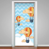 Adesivo para Porta Infantil Balões com Céu Chevron-93X210Cm