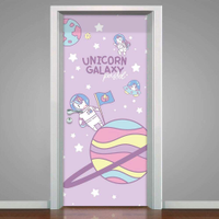Adesivo para Porta Unicórnio na Galaxia-93X210Cm