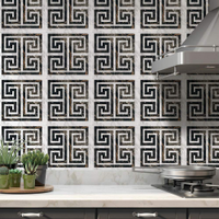 Adesivos de Azulejos Ladrilhos Cartela Mármore Preto e Branco 06-20x20cm
