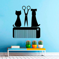 Adesivo de Parede banho e Tosa Cachorro Gato- Pequeno 48x55cm