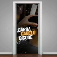 Adesivo de Porta para Barbearia Barba, Cabelo e Bigode-83X210Cm