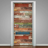 Adesivo para Porta Madeira Velha Colorida-63X210Cm