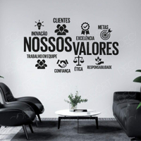 Adesivo de Parede Frase Motivacionais Nossos Valores- Especial 217x98cm