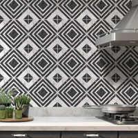 Adesivos de Azulejos Ladrilhos Cartela Mármore Preto e Branco 01-20x20cm