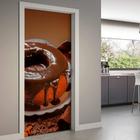 Adesivo de Porta Confeitaria Bolo de Cenoura com Cobertura de Chocolate-73X210Cm