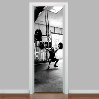 Adesivo para Porta Exercício Funcional Homem Pegando Peso-73X210Cm