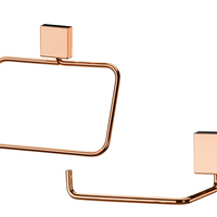 Kit banheiro lavabo 2 peças rosé gold Future porta toalha rosto e porta papel higiênico