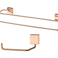 Kit banheiro lavabo 2 peças rosé gold Future porta toalha banho duplo e papeleira