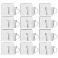 Kit 12 Xícaras de Café 90ml em Porcelana Branca com Pires Qu