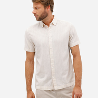 Camisa masculina de algodão listrada off white