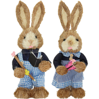 Casal De Coelhos De Páscoa Decoração Enfeite Coelhinhos - 45cm