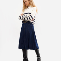 Saia balonê feminina jeans cintura alta azul
