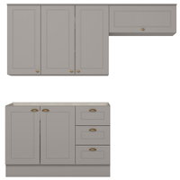 Cozinha Modulada 3P Balcao Sem Tampo 200 cm Americana Cinza Henn