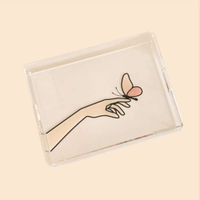 Bandeja Acrílico Borboleta Rosé Home Cartoon
