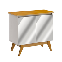 Buffet Classic 2 Portas Off White com Nature e Espelho - Imcal Móveis