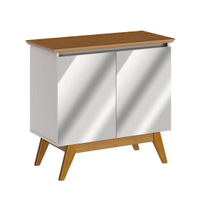 Buffet Classic 2 Portas Off White com Freijó e Espelho - Imcal Móveis