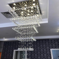 Lustre de Cristais Inox Espelhado para Salão de Festas e Vão de Escadas 440 cm