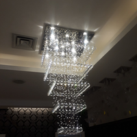 Lustre de Cristais Inox Espelhado para Vão de Escadas 300 cm