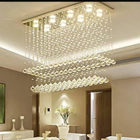 Lustre de Cristais Legitimos Inox Espelhado para Sala de Jantar e Sala de Estar 50cm