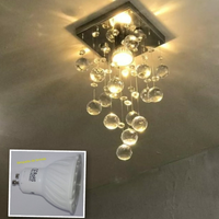 Lustre Chuva de Cristais Inox Polido para Lavabo 40cm