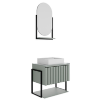 Kit Gabinete para Banheiro Havai com Cuba e Espelheira Ori Pistache