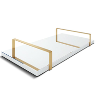 Bandeja Espelhada 25x50cm Borda Infinita Branca Com Alça Cobre