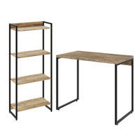 Kit Para Escritório Estante Areta 4 Prateleiras Mesa Industrial Aspen 90cm C01 Carvalho - Lyam Decor